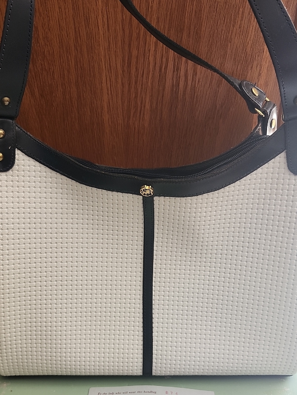 John Romain Black and White Leather  Tote Bag - Classic Two-Tone Handbag